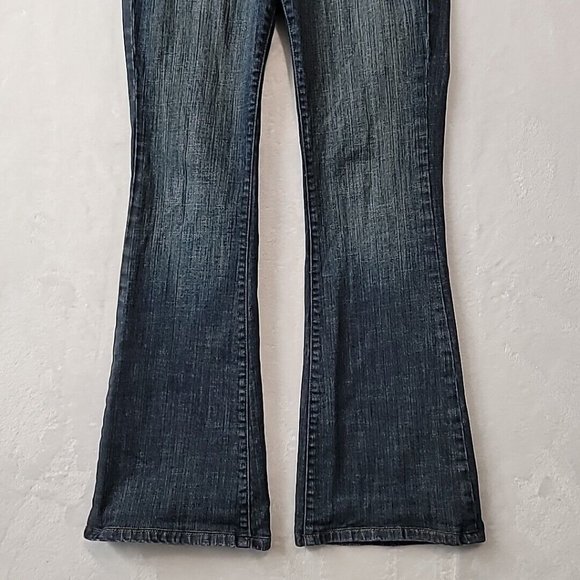 JAG Jeans Women's Size 2 Mid Rise Flare Leg Dark Wash Denim Wide Bell Bottoms - Picture 5 of 16